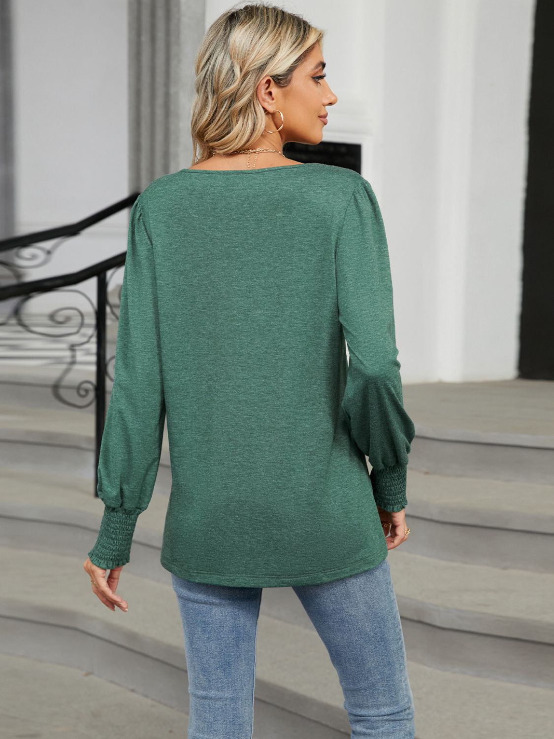 V-Neck Lantern Sleeve T-Shirt - Charming Charlie