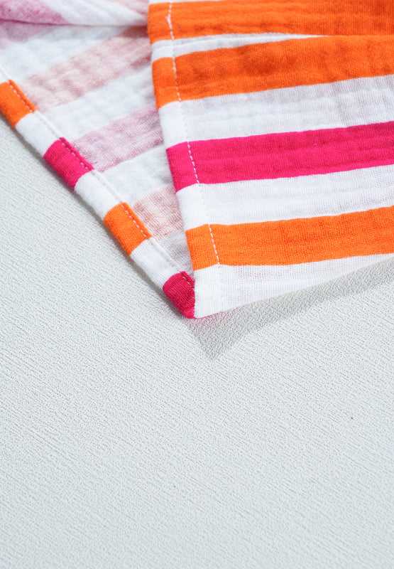 Striped Notched Flounce Sleeve Blouse - Charming Charlie