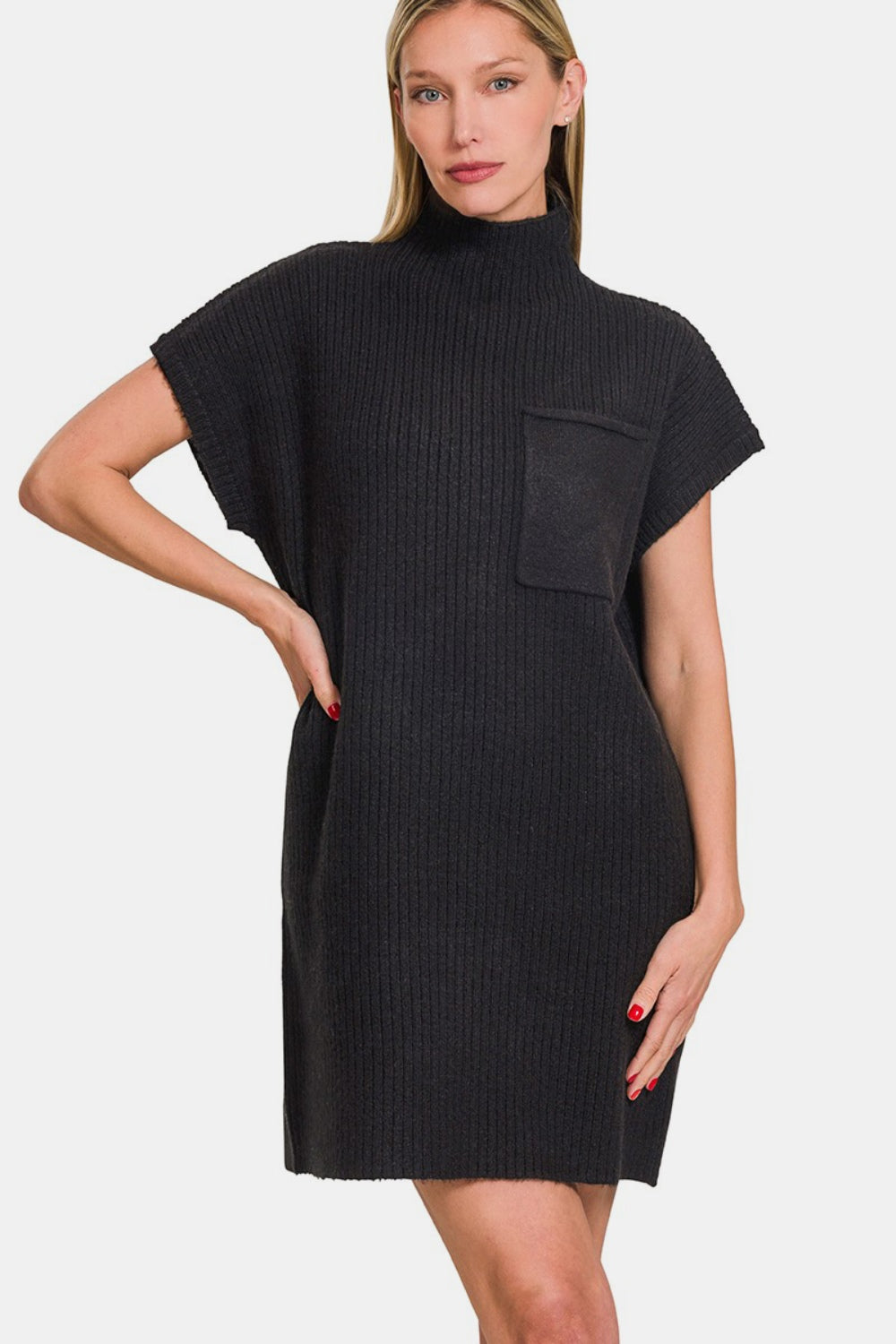 Zenana Short Sleeve Sweater Mini Dress - Charming Charlie