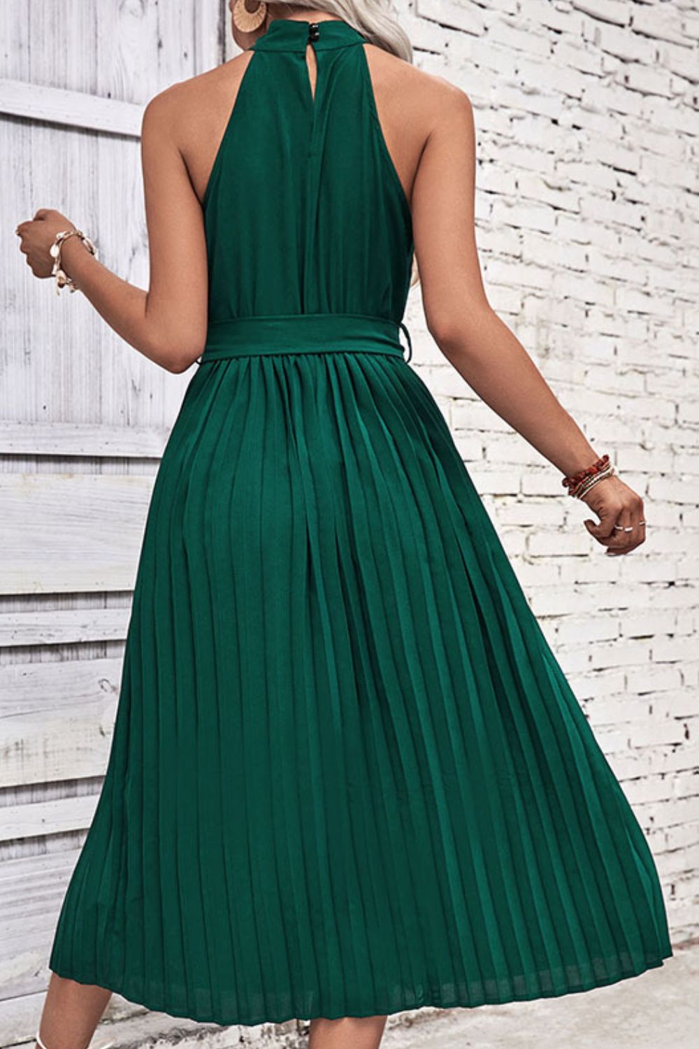 Tie Belt Pleated Midi Dress - Charming Charlie