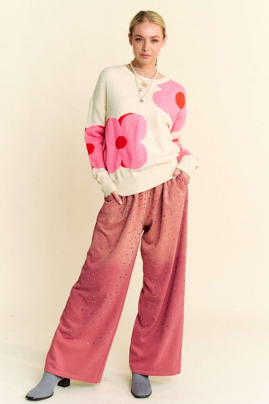 Davi & Dani Rhinestone Drawstring Wide Leg Pants - Charming Charlie