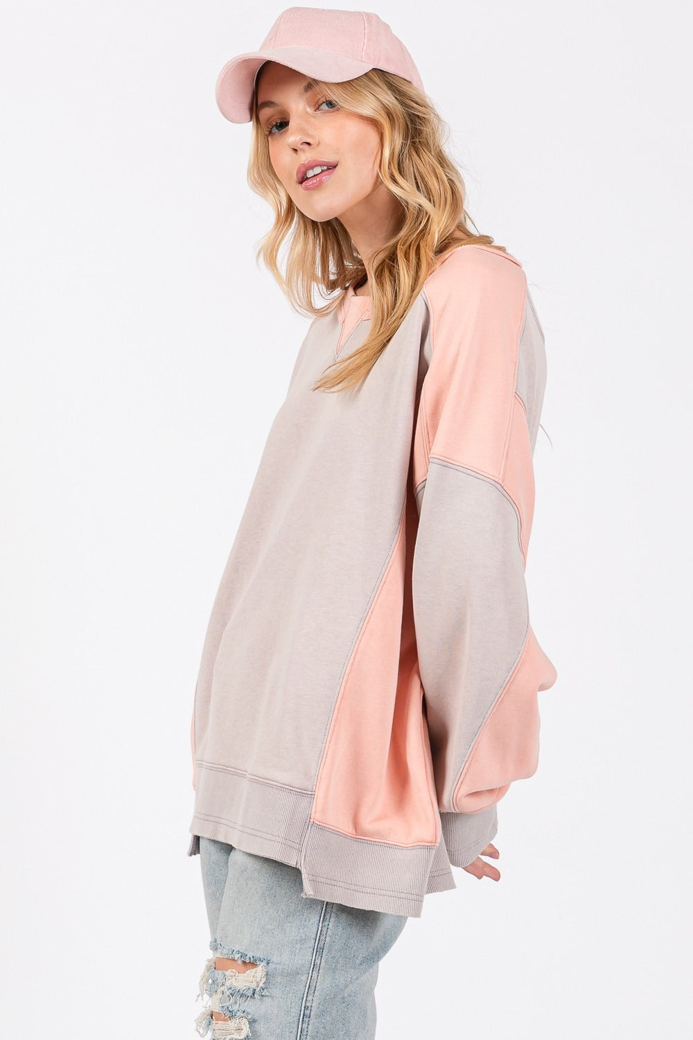 SAGE + FIG Color Block Round Neck Sweatshirt - Charming Charlie