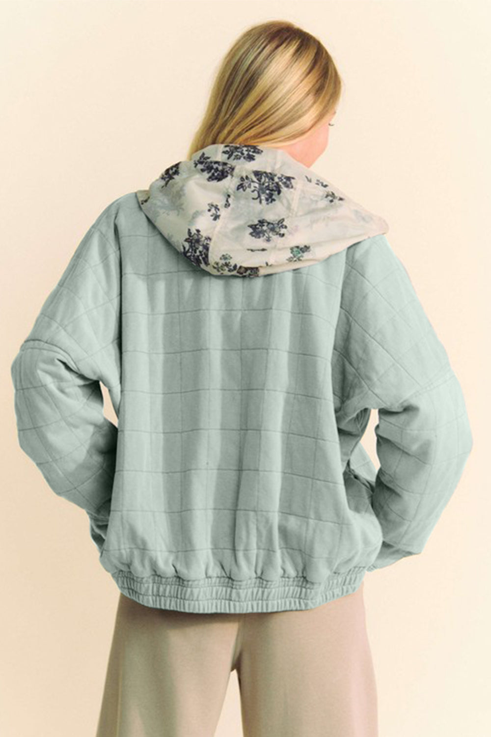 Davi & Dani Quilted Zip Up Dropped Shoulder Jacket - Charming Charlie