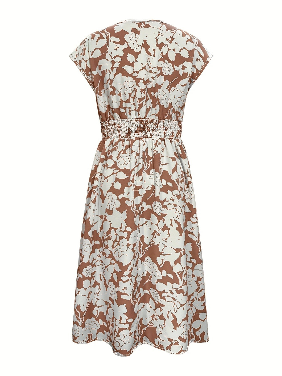 Printed V-Neck Cap Sleeve Midi Dress - Charming Charlie