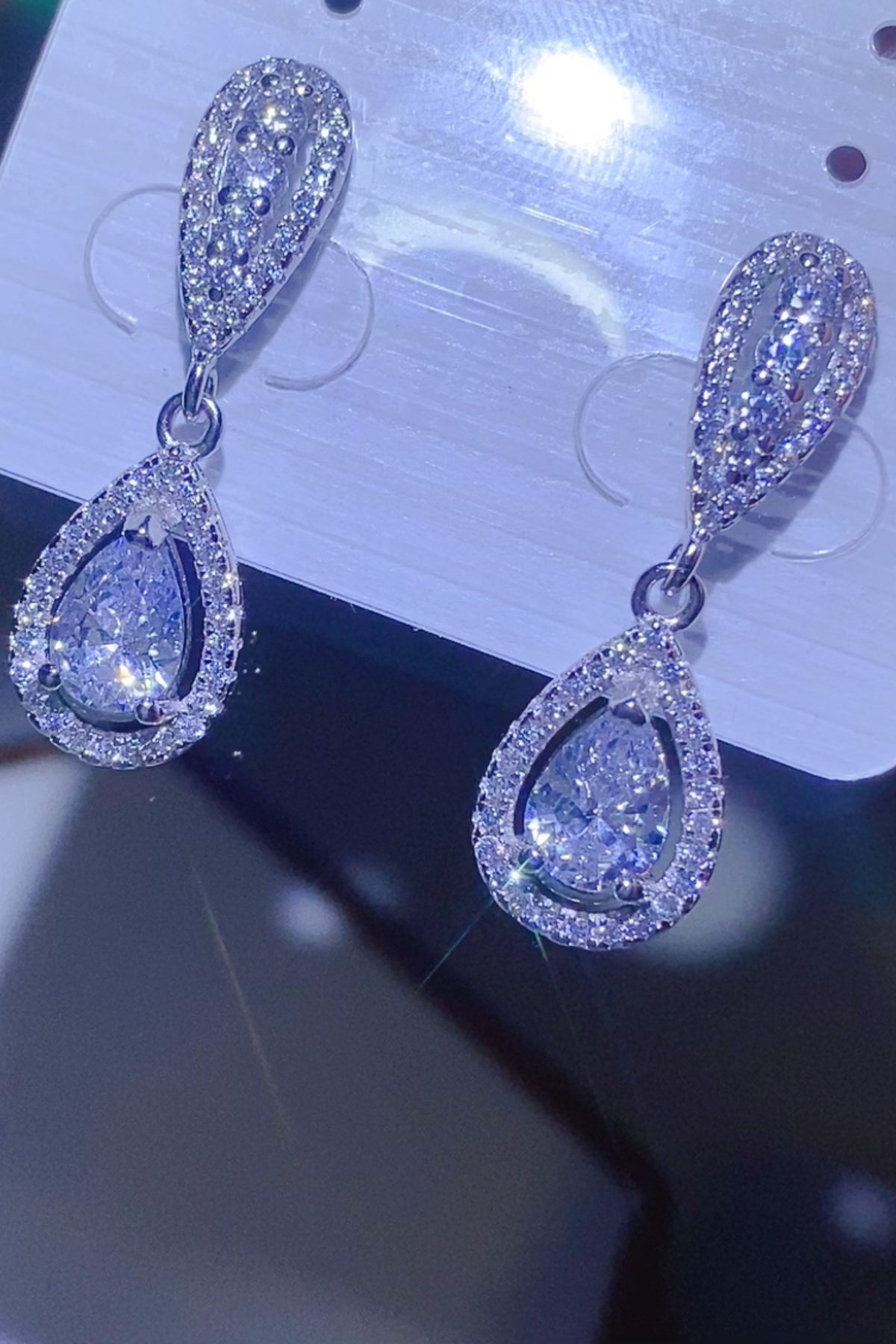 2 Carat Moissanite 925 Sterling Silver Teardrop Earrings - Charming Charlie