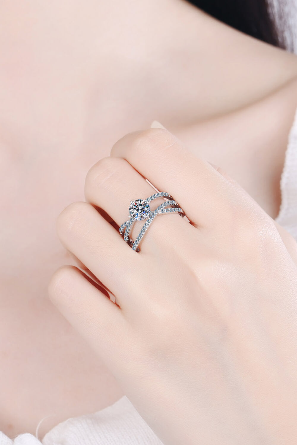 1 Carat Moissanite Crisscross Ring - Charming Charlie