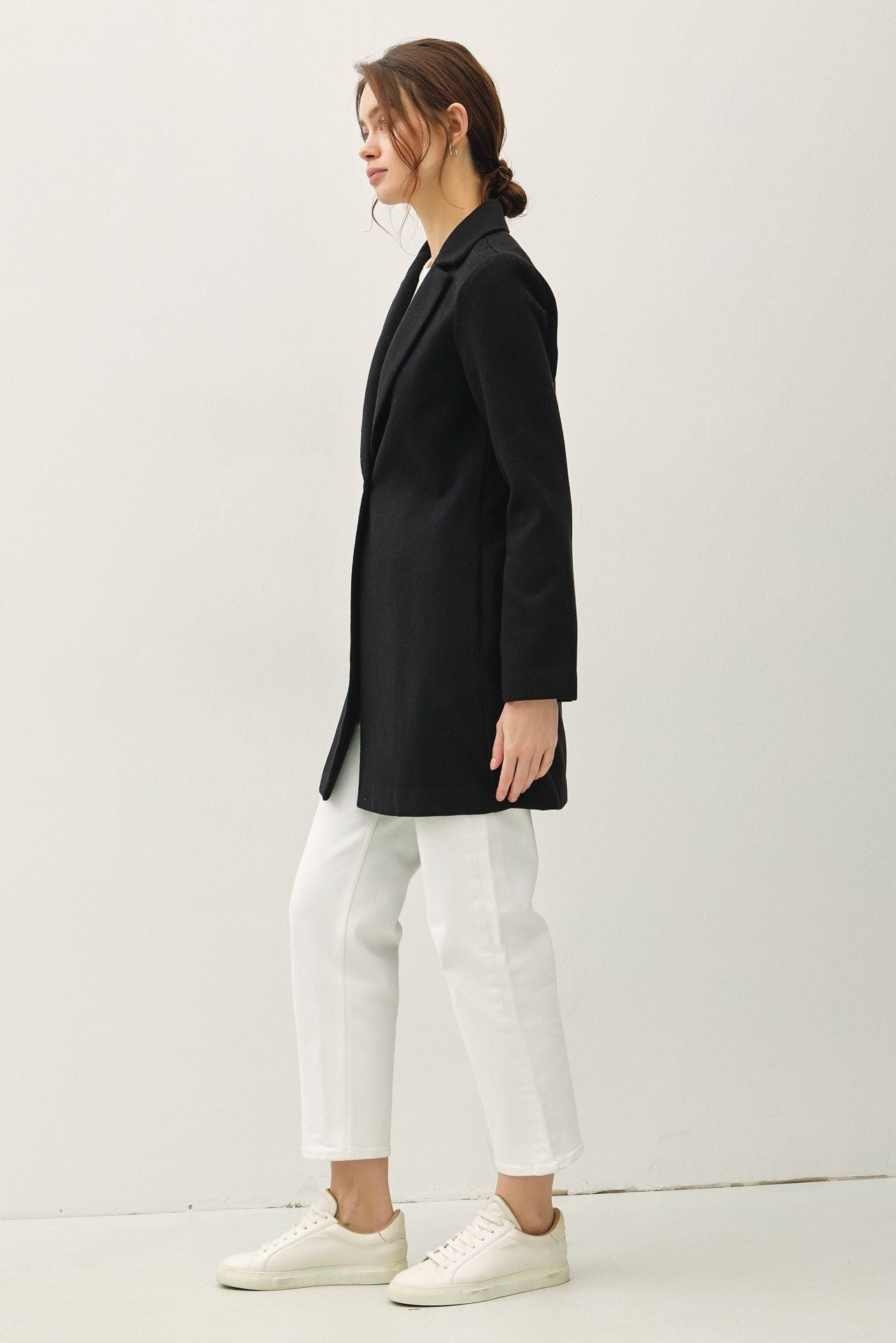 Be Cool Single Button Long Sleeve Coat with Pockets - Charming Charlie