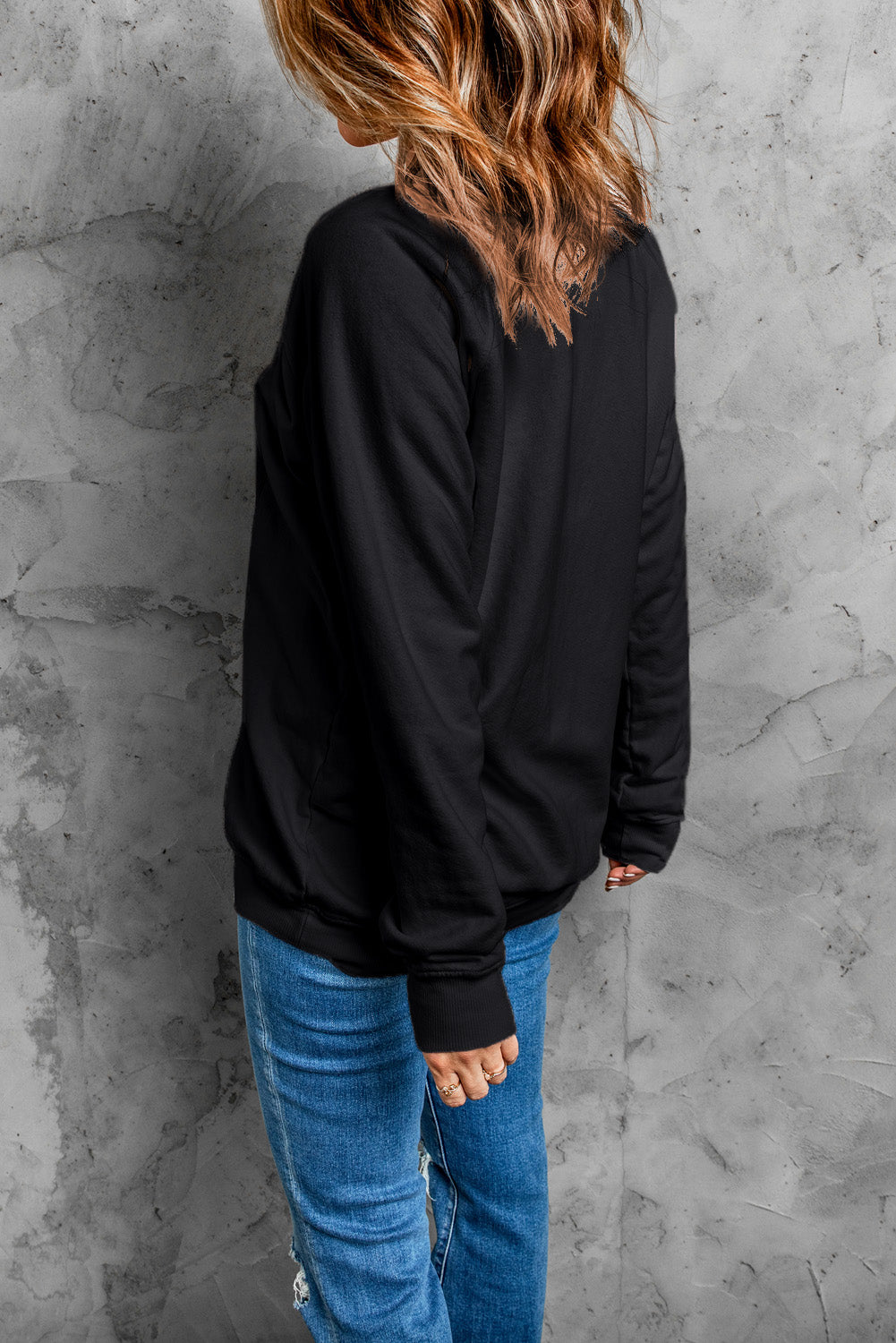 Pumpkin Round Neck Long Sleeve Sweatshirt - Charming Charlie