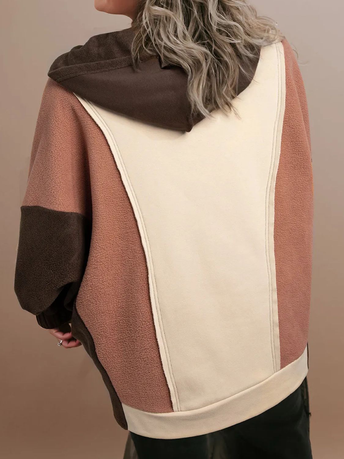 Plus Size Color Block Long Sleeve Hoodie - Charming Charlie