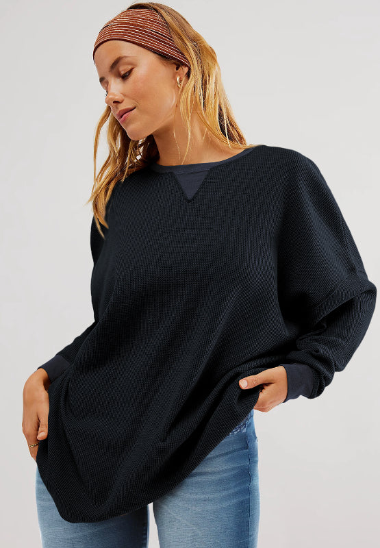 Round Neck Long Sleeve Sweatshirt - Charming Charlie