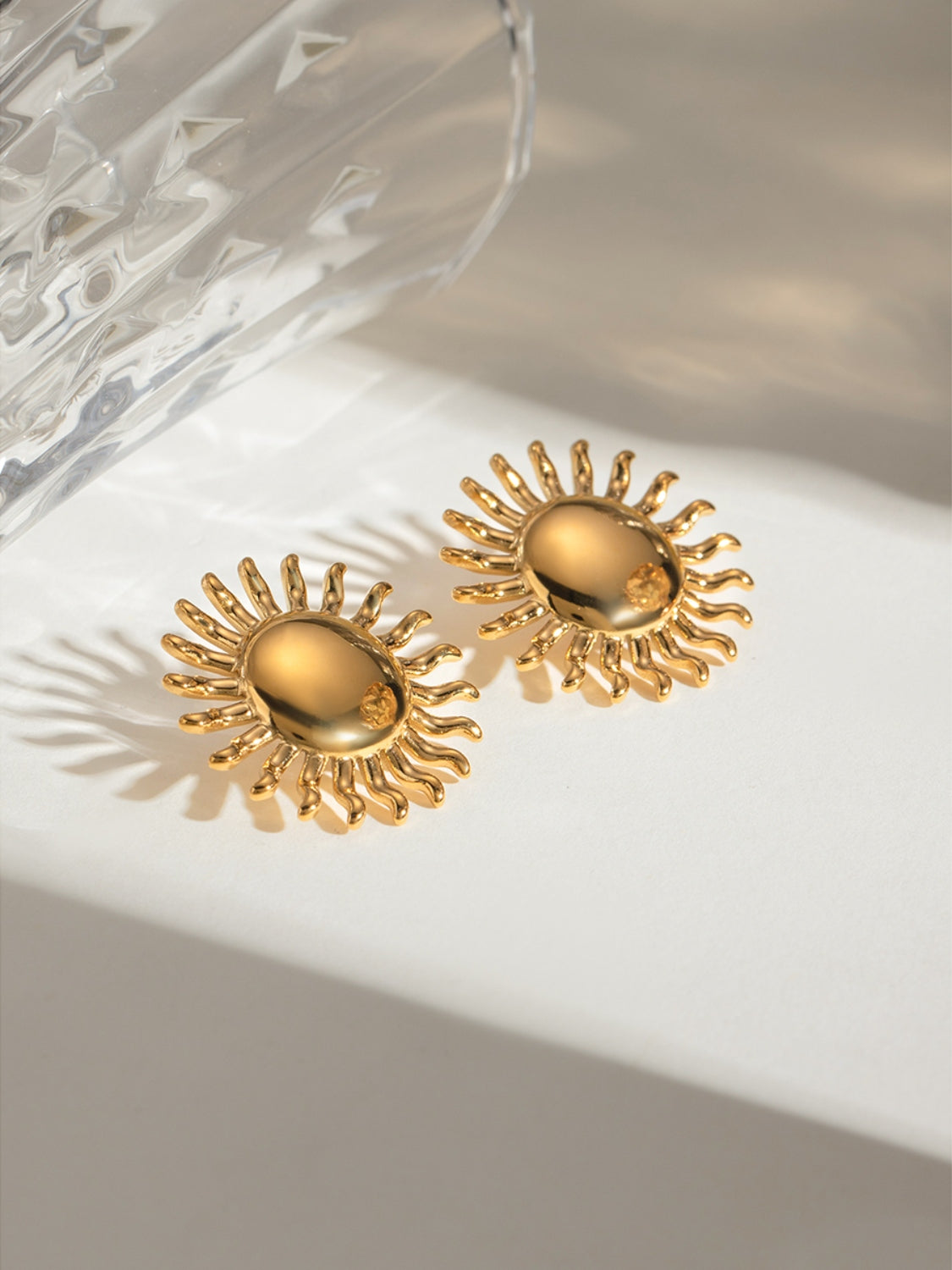 18K Gold-Plated Stainless Steel Sun Stud Earrings - Charming Charlie