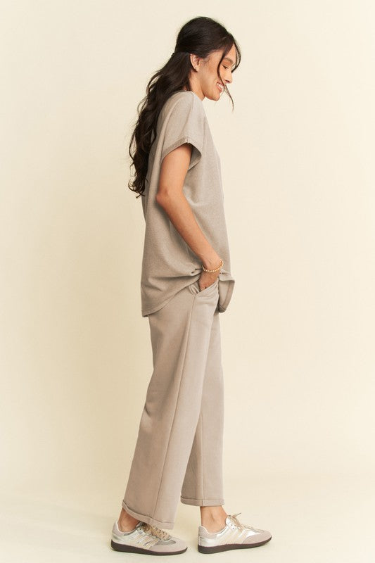 Davi & Dani Round Neck Short Sleeve Top and Pants Set - Charming Charlie