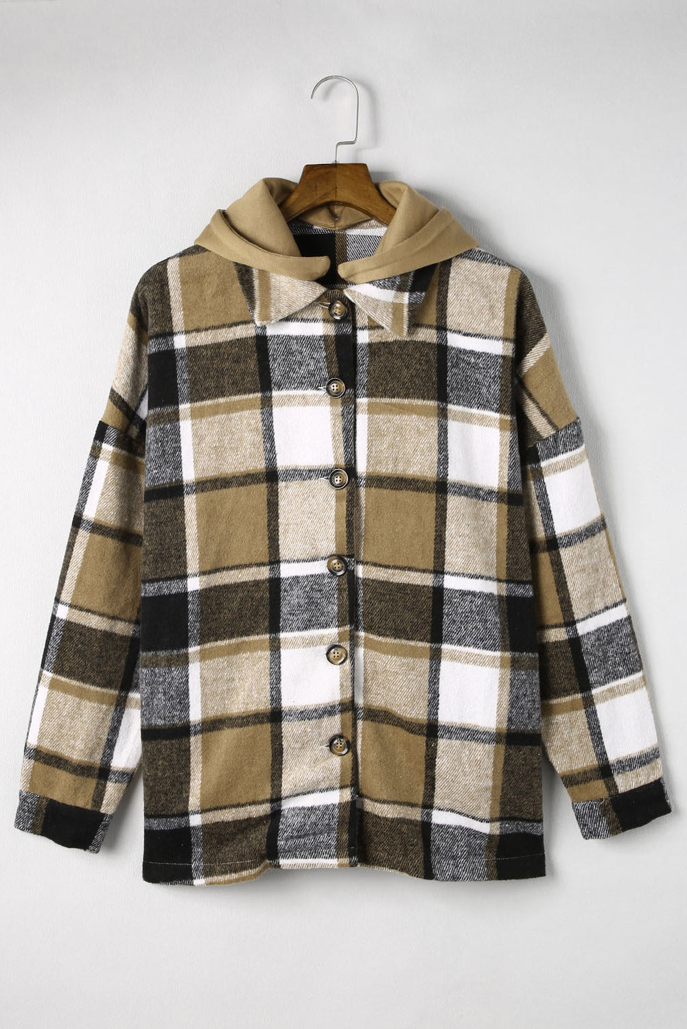 Plaid Button Up Hooded Shacket - Charming Charlie