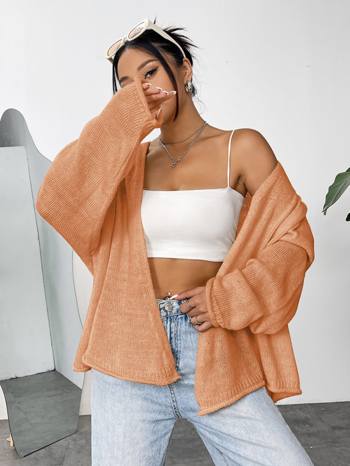 Open Front Dropped Shoulder Cardigan - Charming Charlie
