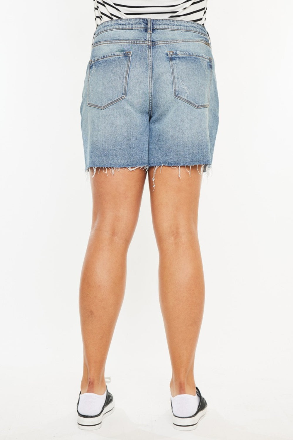Kancan Full Size Raw Hem High Waist Denim Shorts - Charming Charlie