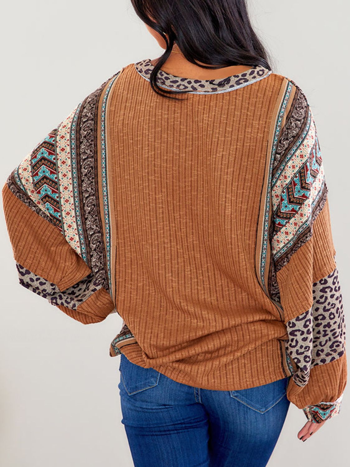 Leopard Round Neck Long Sleeve Sweatshirt - Charming Charlie