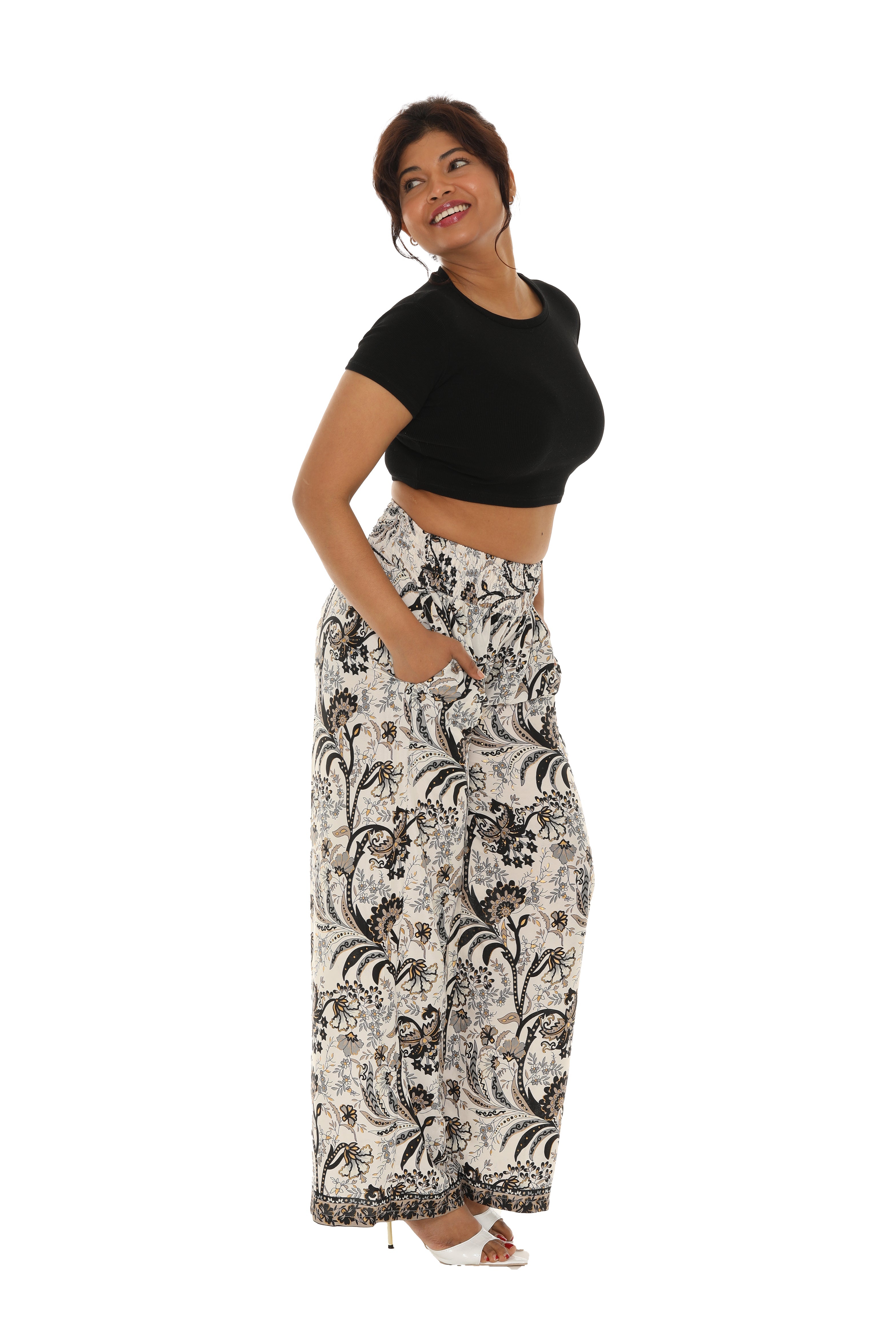 Printed Women's Wide Leg Pants - Charming Charlie