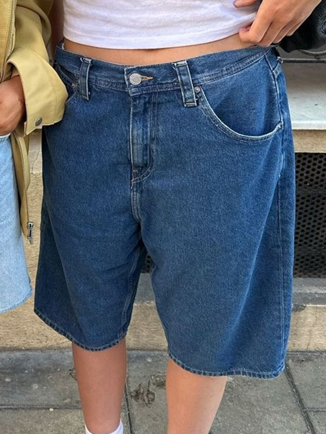 High Waist Denim Shorts with Pockets - Charming Charlie