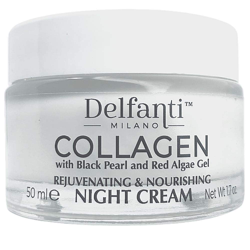 Delfanti-Milano • COLLAGEN REJUVENATING AND NOURISHING Night Cream • Face and Neck Moisturizer with BLACK PEARL and RED ALGAE GEL• Made in Italy - Charming Charlie