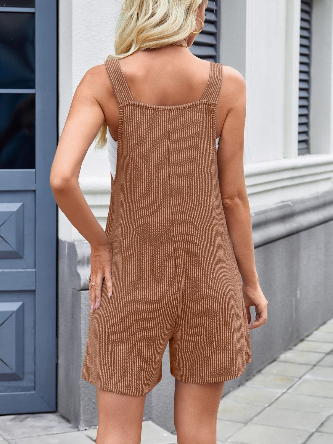 Lovelet Knotted Wide Strap Scoop Neck Overalls - Charming Charlie