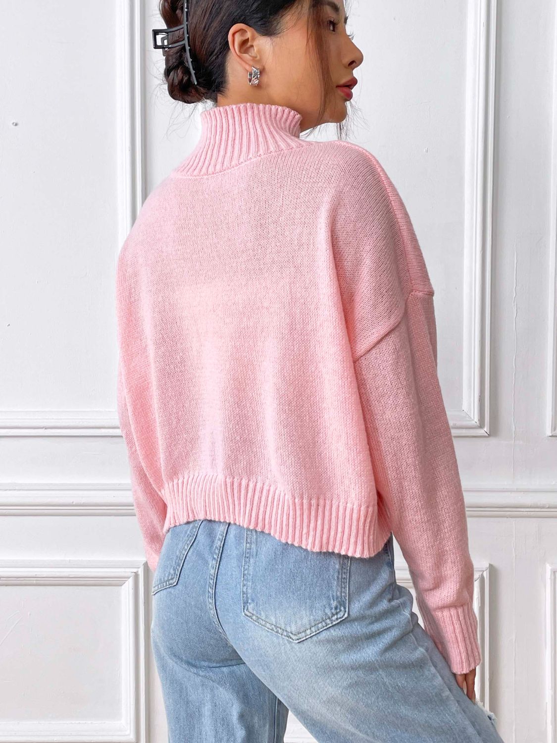 Flower Turtleneck Long Sleeve Sweater - Charming Charlie
