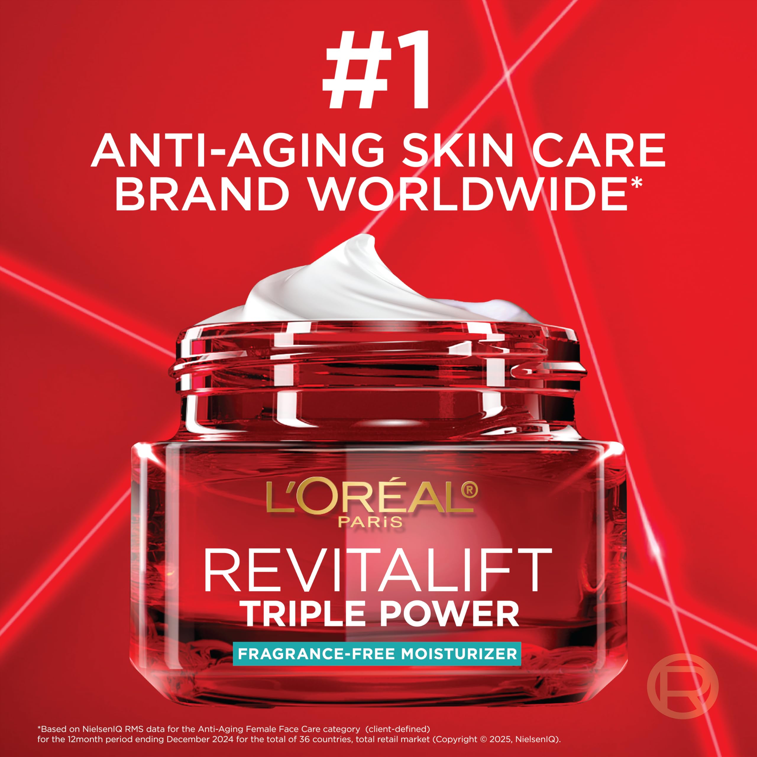 Loreal Paris revitaliftface creamfacereduce wrinkles, firm and brighten skincreambottlehyaluronic acid and vitamin cfragrance free - Charming Charlie
