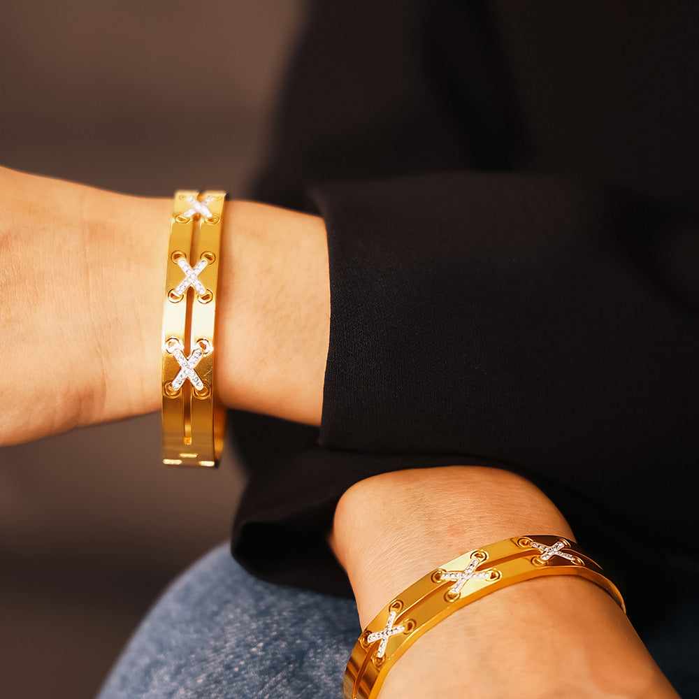 18K Gold-Plated Czech Diamond Bracelet - Charming Charlie