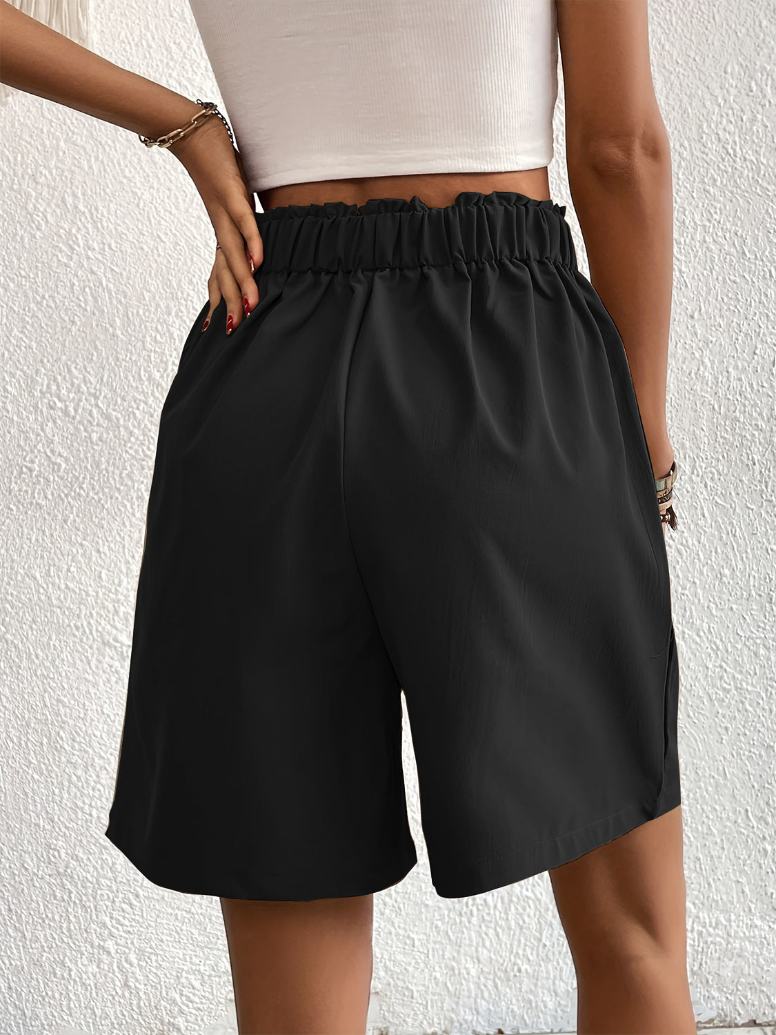 Pocketed Half Elastic Waist Shorts - Charming Charlie