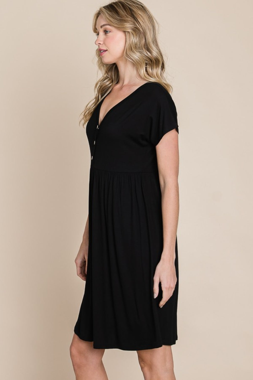 BOMBOM V-Neck Short Sleeve Dress - Charming Charlie