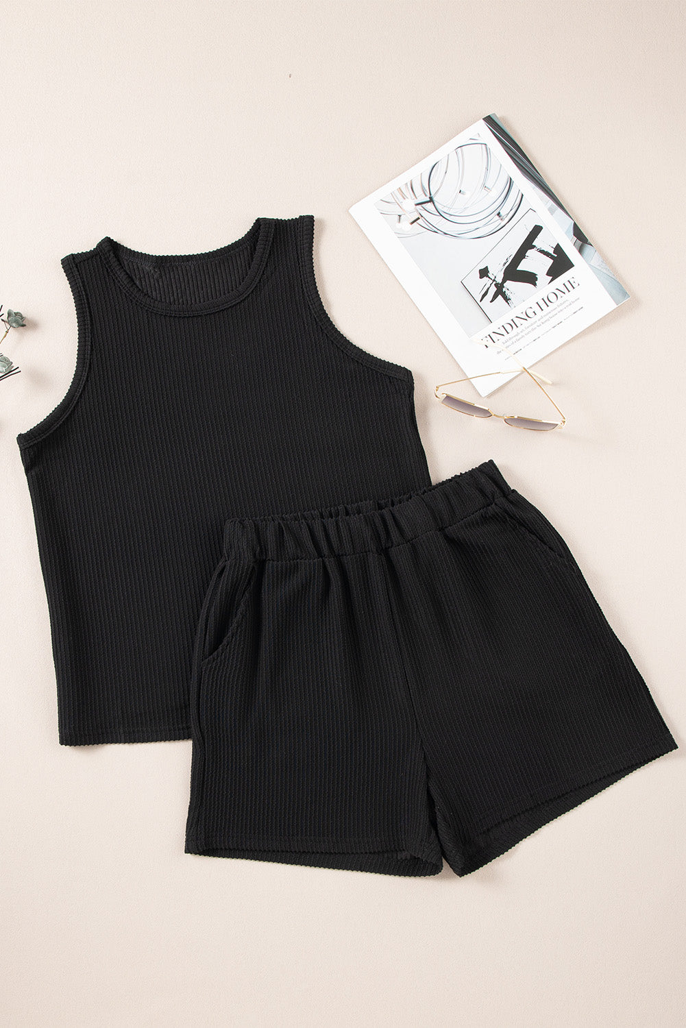 Round Neck Sleeveless Top and Shorts Set - Charming Charlie