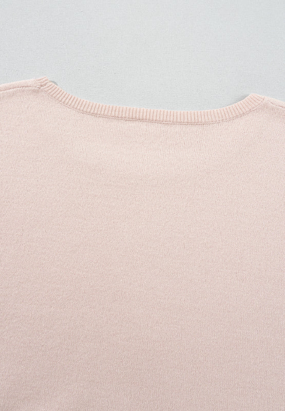 Printed Round Neck Flounce Sleeve Sweater - Charming Charlie