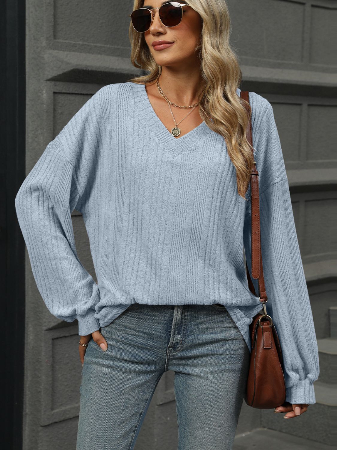 V-Neck Long Sleeve T-Shirt - Charming Charlie