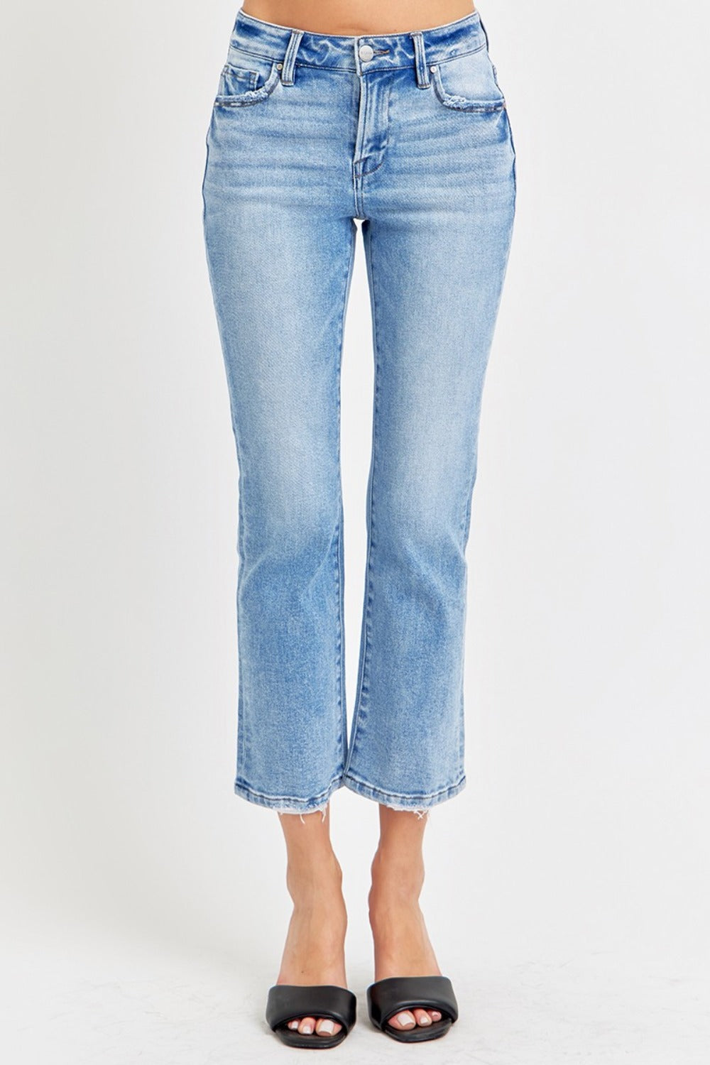 RISEN Full Size Low Rise Crop Slim Straight Jeans - Charming Charlie