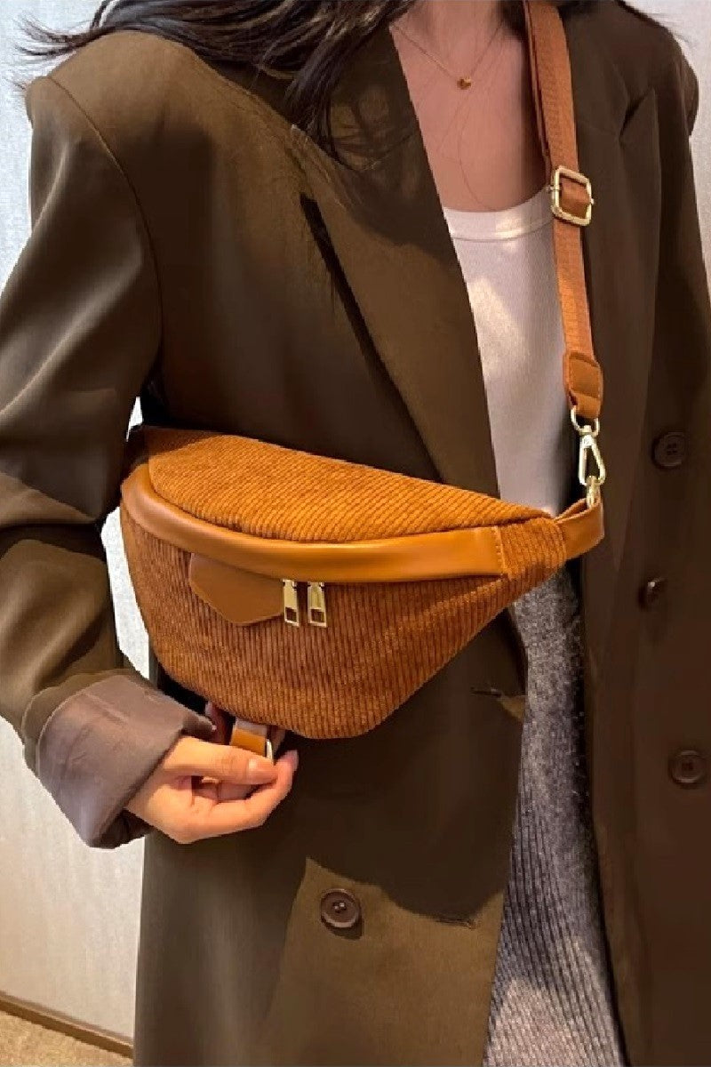 Zenana Corduroy Crossbody Bag with Removable Strap - Charming Charlie