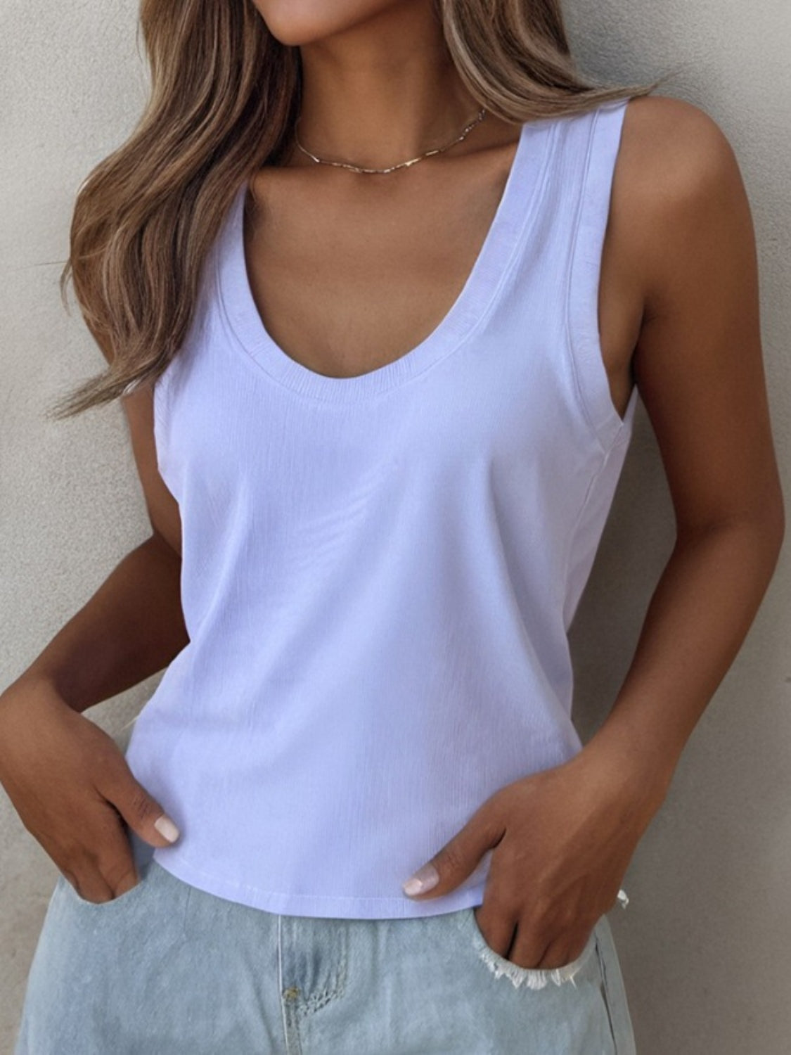 Solid Scoop Neck Tank - Charming Charlie