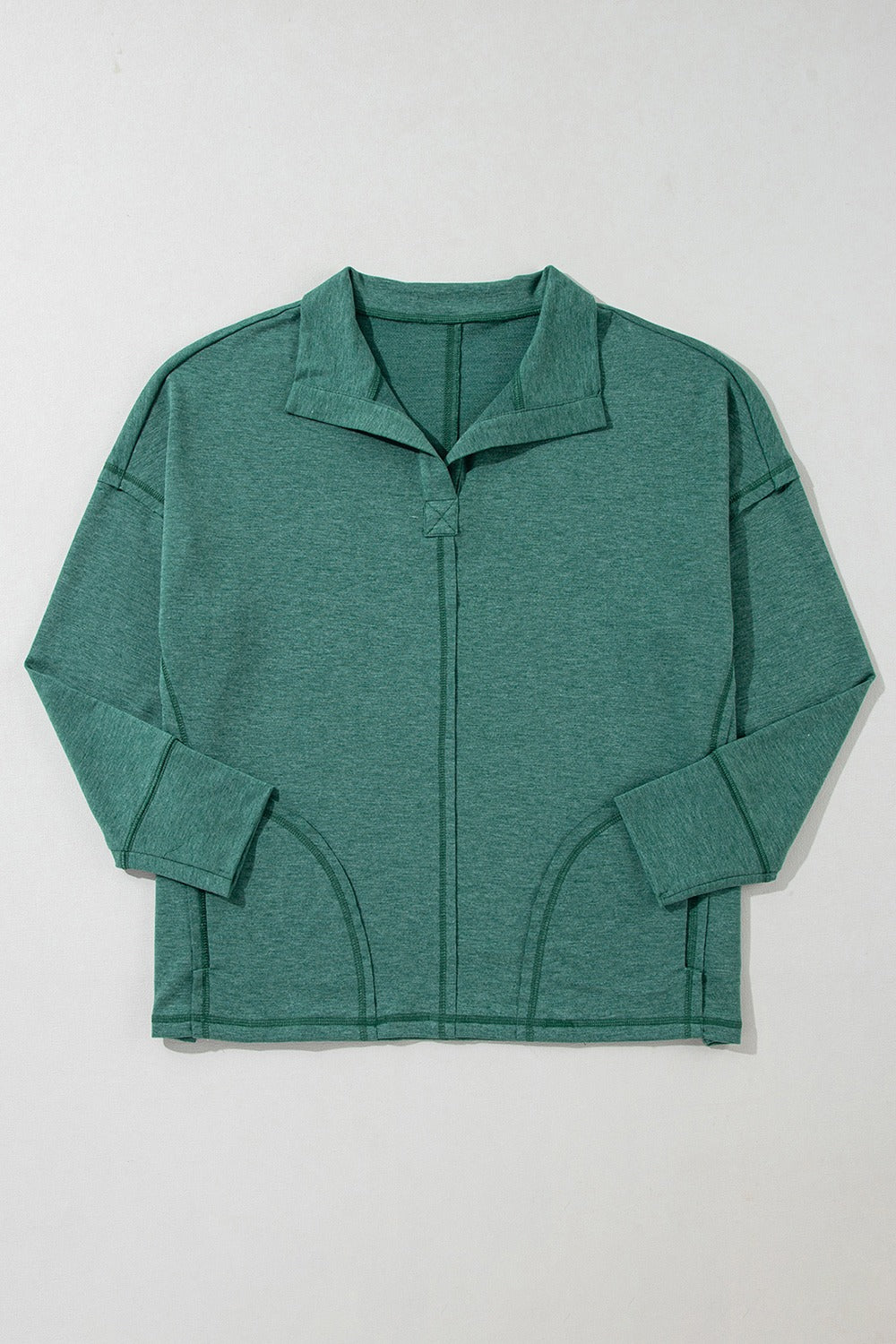 Collared Neck Long Sleeve Sweatshirt - Charming Charlie