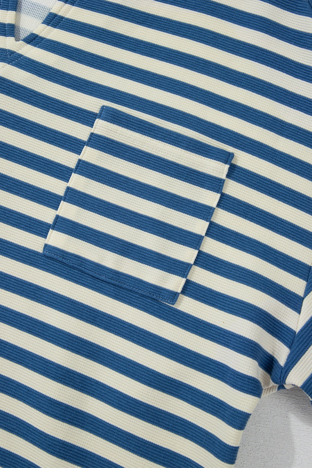 Stripe Chest Pocket Notched Top - Charming Charlie