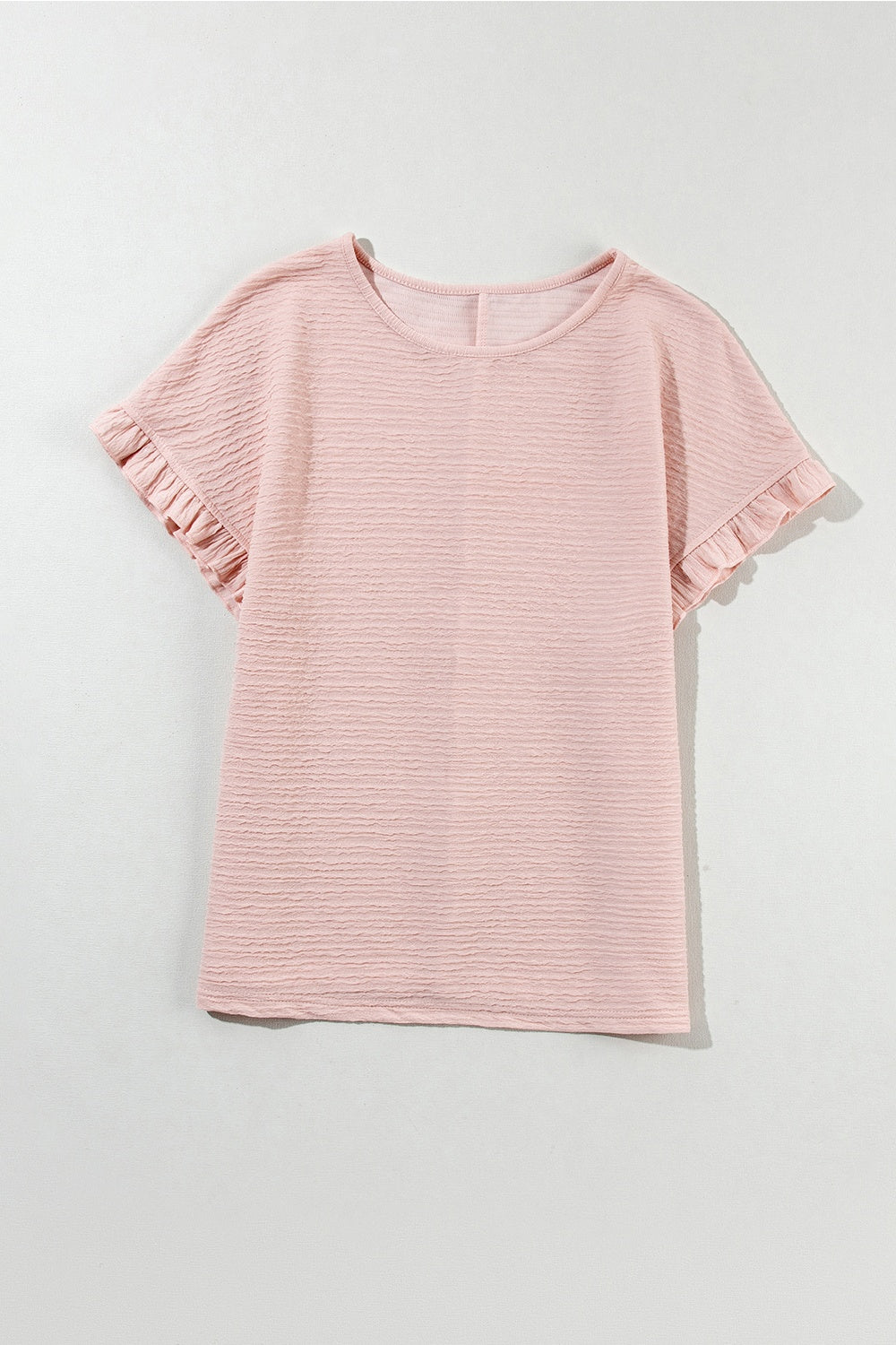 Round Neck Frill Short Sleeve T-Shirt - Charming Charlie