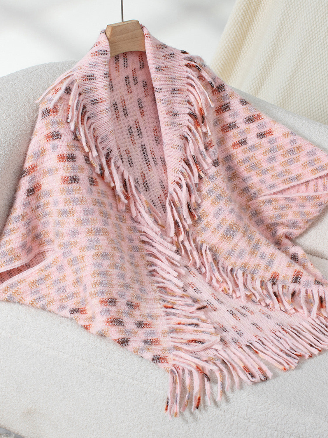 Fringe Open Front Half Sleeve Poncho - Charming Charlie