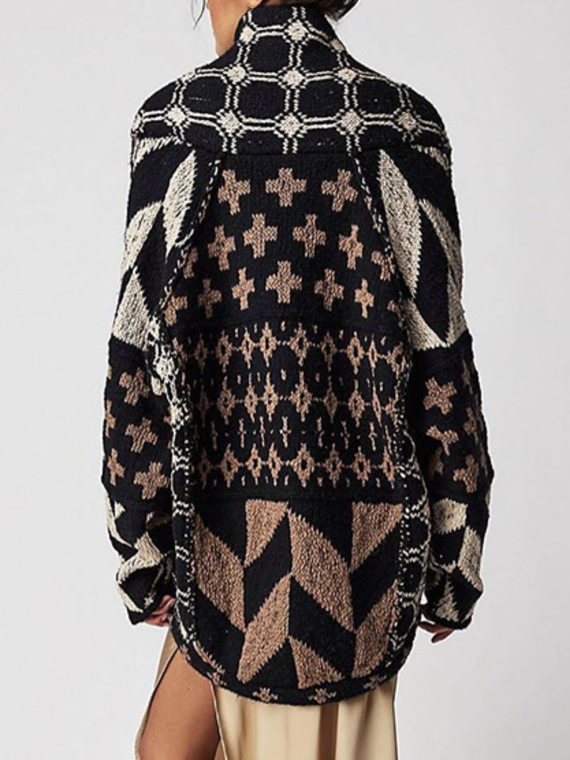 Collared Neck Long Sleeve Cardigan - Charming Charlie