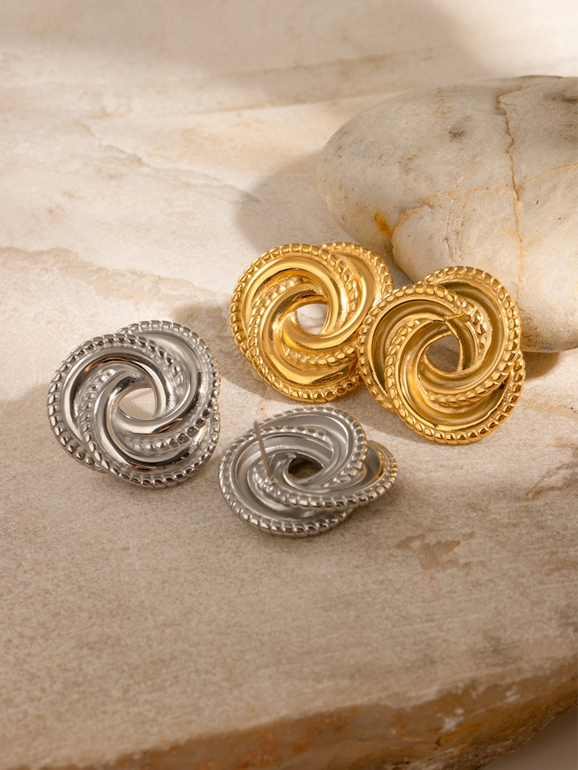Stainless Steel Volution Stud Earrings - Charming Charlie