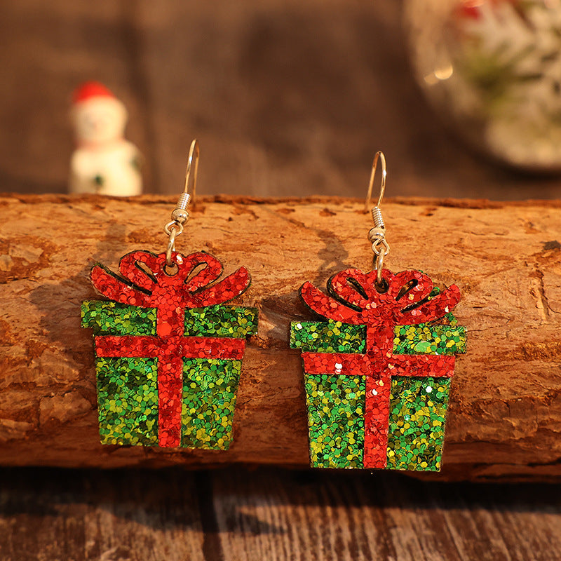 Sequin Gift Box PU Leather Earrings - Charming Charlie