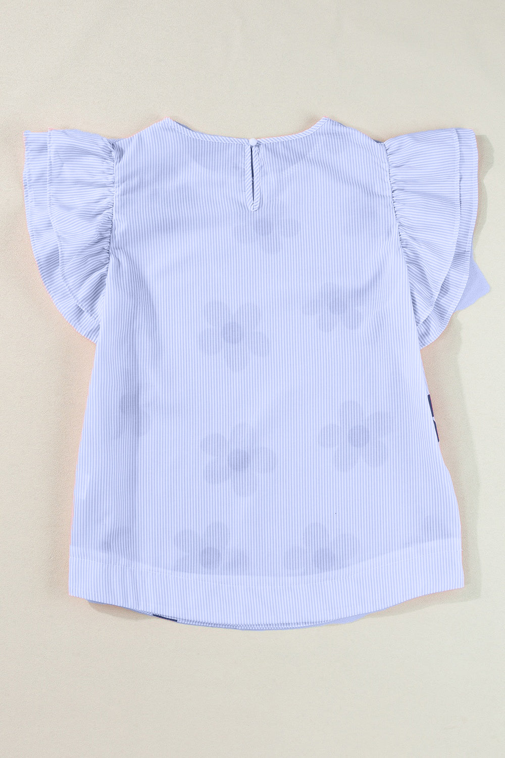 Ruffled Flower Printed Round Neck Cap Sleeve Blouse - Charming Charlie