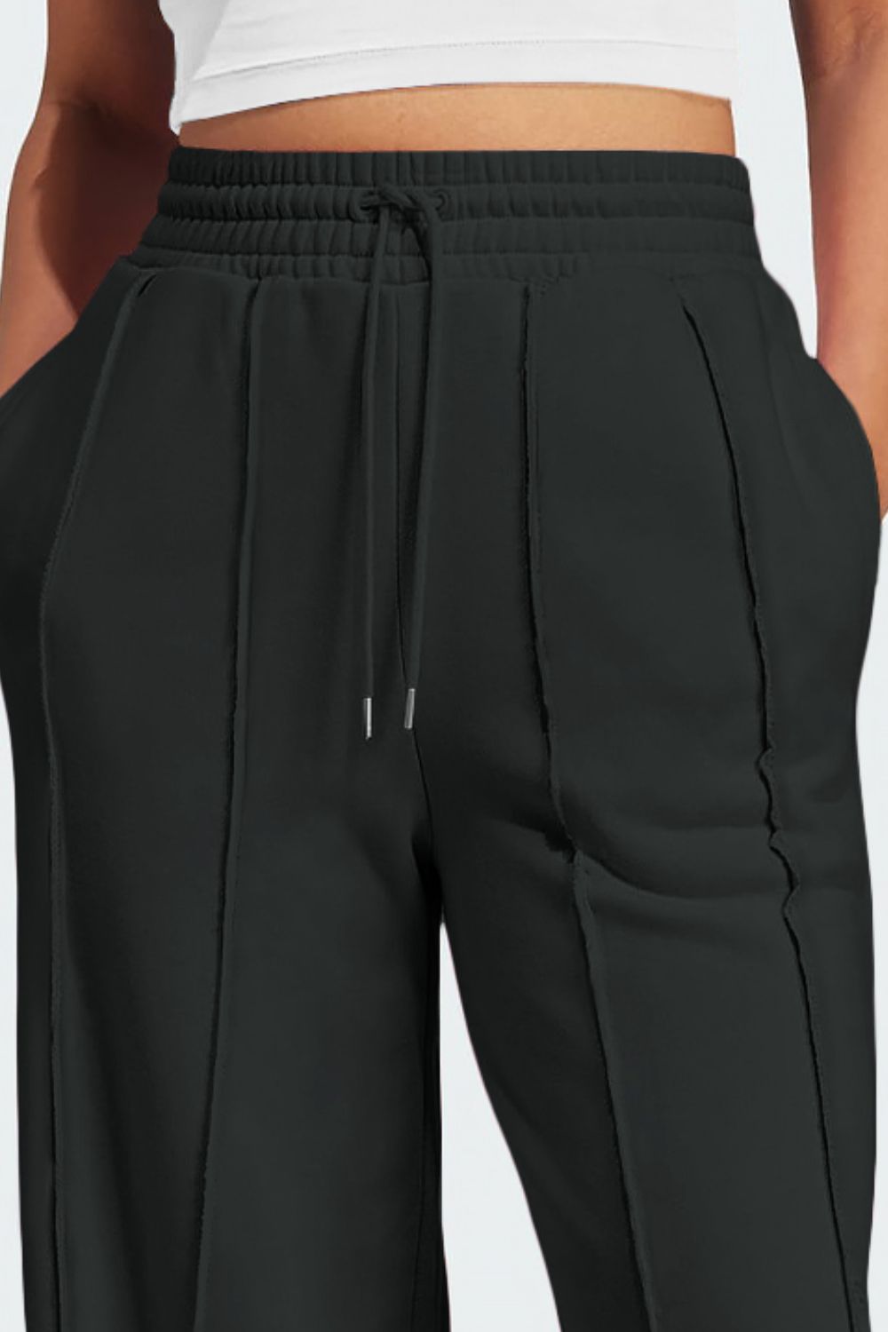 Drawstring Wide Leg Active Pants - Charming Charlie