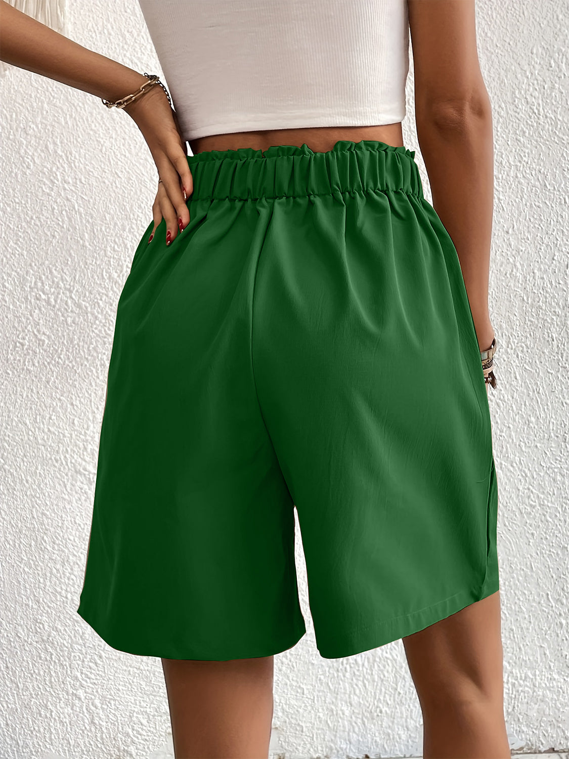Pocketed Half Elastic Waist Shorts - Charming Charlie