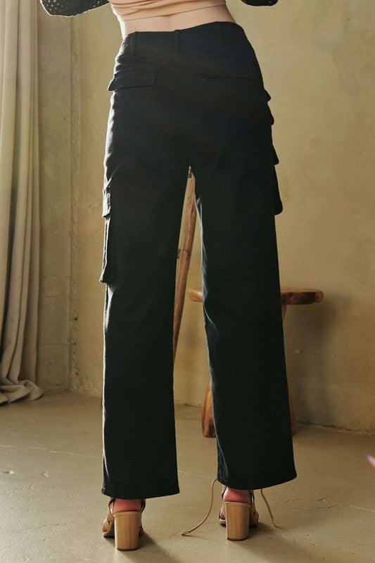 Davi & Dani Flap Pocket Mid Rise Cargo Pants - Charming Charlie
