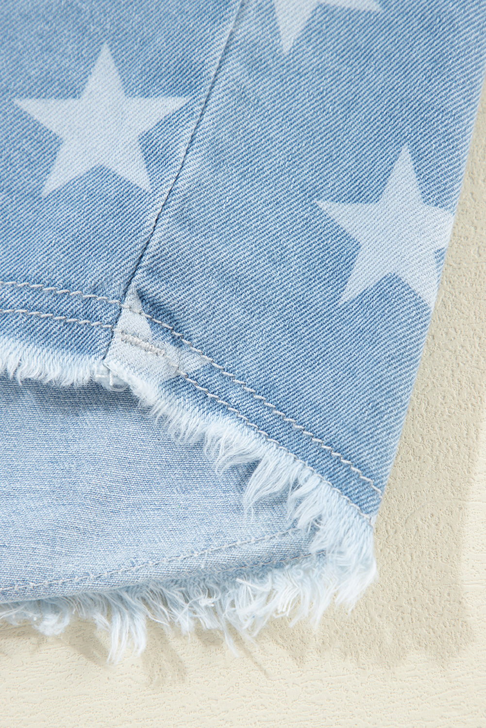 Raw Hem Star Collared Neck Denim Top - Charming Charlie