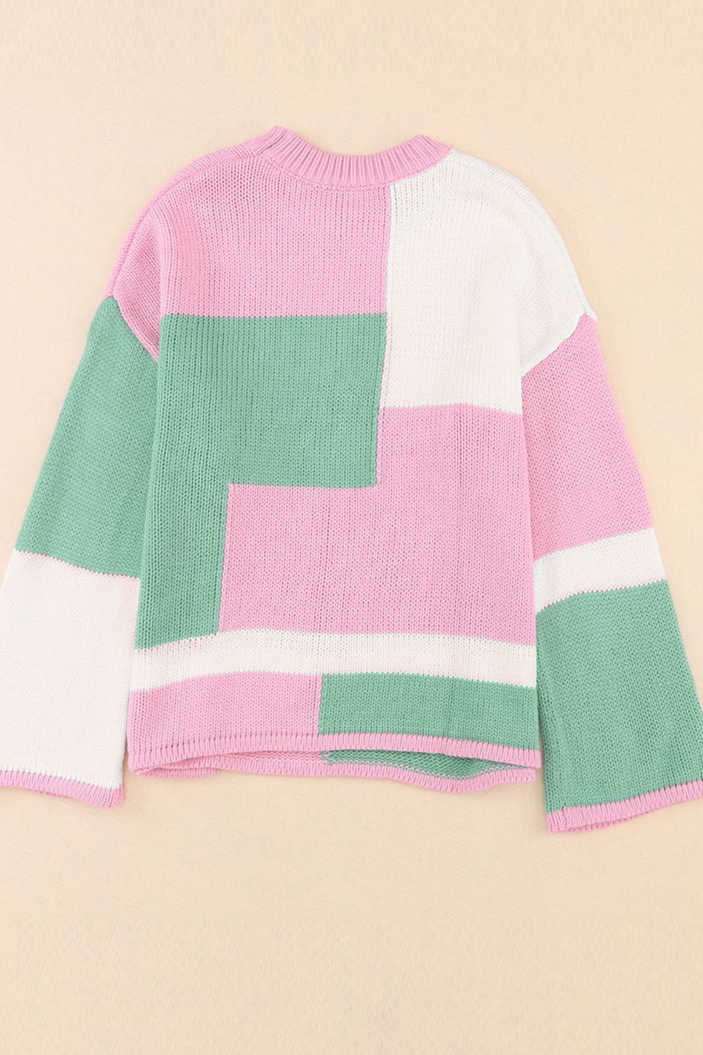 Color Block Round Neck Drop Shoulder Sweater - Charming Charlie