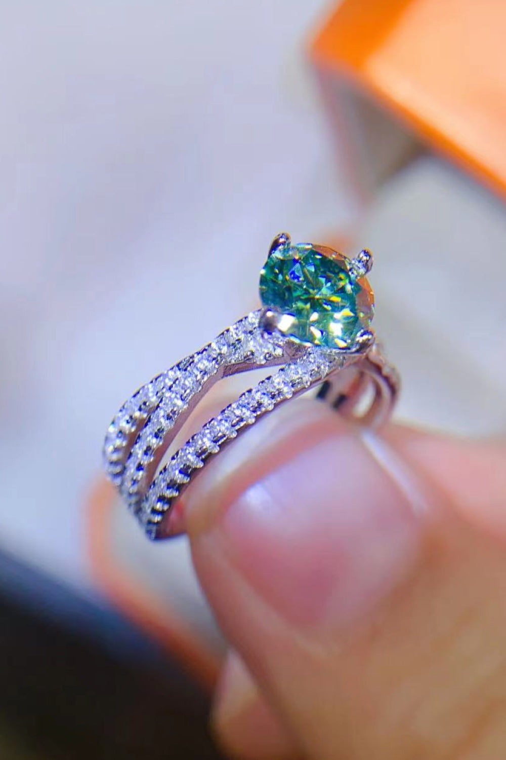 1 Carat Moissanite Contrast 925 Sterling Silver Ring - Charming Charlie