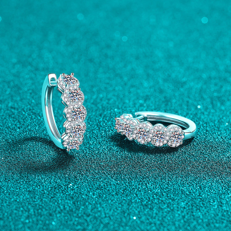 1 Carat Moissanite Zircon 925 Sterling Silver Huggie Earrings - Charming Charlie